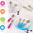 Elk and Friends Kids Silverware with Silicone Handle | Childrens Safe Flatware | Kids Utensils | Spoon + Fork + Knife set | 4 years+ | 6 Pieces