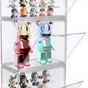 POLRAI 3 Packs Display Boxes for Figures Stackable Detachable Display Stand Dustproof Showcase Storage for Collectibles and Action Figures Mini Toys (3 Tiers)  11.8"L x 6.7"W x 9.3"H