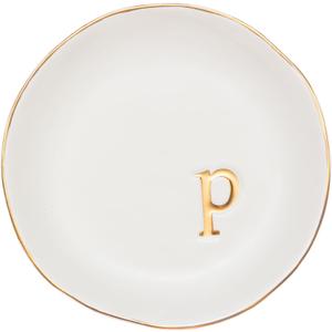 COLLECTIVE HOME - Ceramic Jewelry Tray, Decorative Trinket Dish for Rings Earrings Necklaces Bracelet Watch Keys, Birthday Mother's Day Christmas Gift for Women, 4.75", White Surface (P)