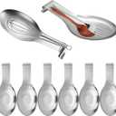 8 Pcs Stainless Steel Spoon Rest, Large Size Spoon Spatula Ladle Holder for Kitchen Counter Stove Top Heavy Duty Utensil Rest Serving Spoon Rest for Home Buffet Use, Silver