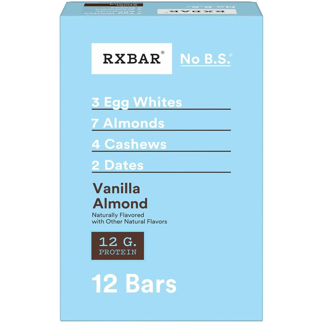 RXBAR Protein Bars, Protein Snack, Snack Bars, Vanilla Almond, 22oz Box (12 Count) (EXP 11/17/26)
