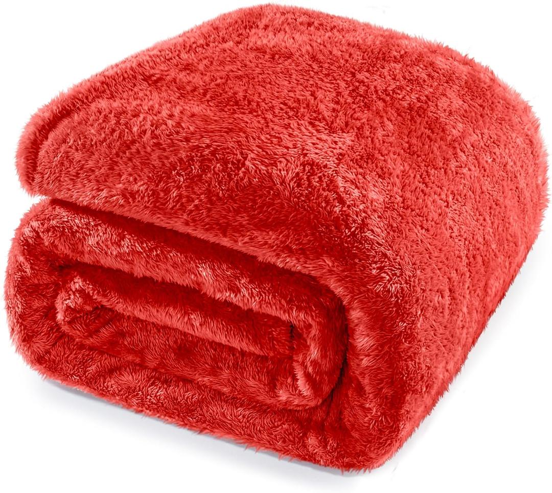 Whale Flotilla Red Twin Size Blanket for Bed, 300GSM Soft Warm Fleece Fabric, Decorative Lightweight Plush Fluffy Blankets for All Season, 60x80 Inch