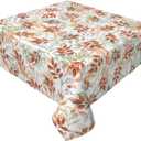 Fall Tablecloth Square 52x52 Inch Burnt Orange Colorful Leaves Autumn Harvest Themed Thanksgiving Day Decorative Table Cloth Seasonal Rustic Farmhouse for Indoor Party Kitchen Dinner Picnic Decor