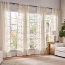 jinchan Belrose 4 Panel Curtains Set 90 Inch Length Floral Curtains Linen Blend Beige Embroidered Drapes Farmhouse Flower Patterned Drapes for Living Room Bedroom Window Treatments Set of 4