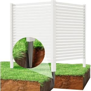 Vinyl Privacy Fence for Air Conditioner, 45" W X 36" H Trash Cans Enclosure - No Dig Fence Panels AC Unit Cover, Garden Privacy Screen, Easy Install White Vinyl Enclosure for Backyard & Patio (36x45-Horizontal-White)
