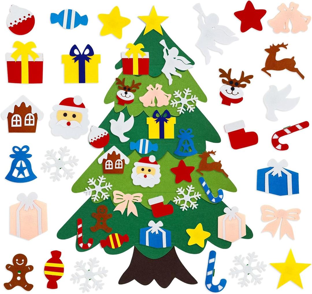 Tisspoms Felt Christmas Tree Set with 25 Ornaments Decoration for Adult