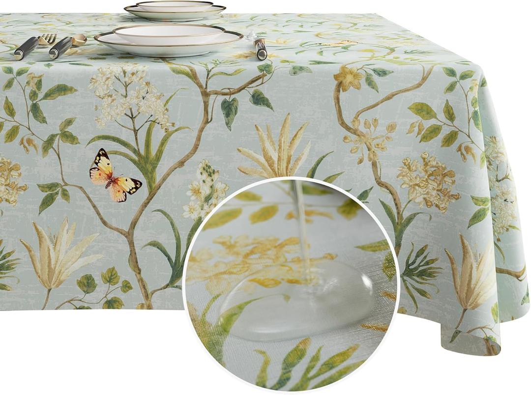 Rectangle Table Cloth,100% Waterproof Tablecloth Oil Proof Spill Proof Vinyl Table Cloth, Wipe Clean Plastic Table Cover for Dining, Camping, Indoor and Outdoor 52" x 70", Leaves
