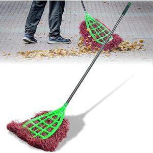 Outdoor Broom Heavy Duty, Adjustable Handle Wide Coverage Broom, Lightweight Plastic Broom for Factory, Office, Patio, Yard & Garden Cleaning