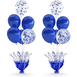 2 Set Royal Blue Table Balloons Foil Spray Centerpiece with Royal Blue and Confetti Balloons Stand Kit for Birthday Party Girls Baby Shower Wedding Bridal Shower Prom Graduation Table Decorations