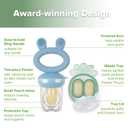 Haakaa Baby Fruit Food Feeder & Mini Freezer Nibble Tray Combo, Breastmilk Popsicle Molds for Baby Cooling Relief, BPA Free Silicone Feeder for Safe Infant Self Feeding, 4 Month+ (Sky Blue)