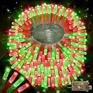 XURISEN Upgraded 403FT 1000 LED Christmas Lights Outdoor, Super Long String Lights 8 Modes & Memory Timer Plug in Fairy Lights for Home Xmas Tree Party Wedding Decor -Red and Green