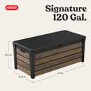 Keter Signature Collection 120 Gallon Resin Deck Box Organization and Storage Box for Patio Outdoor Cushions, Throw Pillows, Garden Tools and Pool Supplies, Walnut