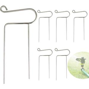6pcs Stainless Steel Garden Hose Guides, Heavy Duty Hose Guide Stakes, Sturdy Stainless Steel Metal Garden Stakes Exterior Patio Lawn Hose Guards,for Garden Yard Plant Protection