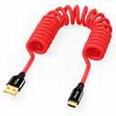 AGVEE 1.6ft Coiled USB-A to Micro USB Charger Cable [USB-IF Certified] 2A Fast Charging Data Sync Cord for Xbox One PS4 Controller, Kindle, Old Android Phone, Red
