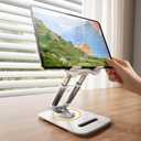 for iPad Stand Holder Adjustable Tablet Stand for Desk, Portable Monitor Stand Ergonomics Height Adjustable Tablet Holder for iPad Pro 4"-15.6" (20x Sable White) 