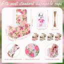 20 Pack Mother's Day 2 Cup Drink Carrier with Handle, Floral Coffee Cup Holder with Cards and Ropes, Disposable Cardboard Foldable Drink Caddy for Hot Cold Drinks, Food Delivery
