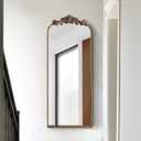 OUSHUAI Large Gold Antique Mirror, Tall Arched Floor Mirror,Ornate Design Vintage Wall Mirror Decor for Entryway,Hallway,Living Room,Fireplace 18"X53"