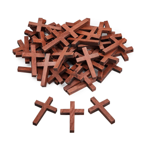50 Pack Bulk Small Cross Set for Crafts, Wooden Cross Charms for Christian Baptism, Easter, First Communion, Rosary (1 x 2 In)