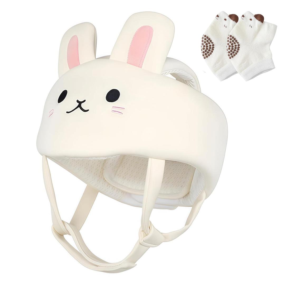 Baby Helmet for Crawling Walking  Soft and Lightweight Baby Head Protector with Adjustable Straps, 360 Protection for Toddlers, Cute Bunny Ears Design, Perfect Baby Fall Back Head Protector
