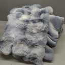 Tie-Dye Blue Faux Fur Throw Blanket for Couch, Double-Sided Bubble Textured Plush Throw with Soft Flannel Back, Machine Washable, 60 x 80, 860 GSM