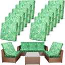 Newwiee 12 Pcs Patio Cushion Covers Outdoor Stretch Sofa Couch Cover Replacement Couch Slipcover Sofa Seat Chair Porch Patio Furniture Protector, Flexibility Washable(Green,Monstera)