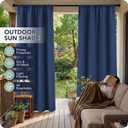 Outdoor Curtains for Patio Waterproof - 8 Panels Weatherproof Privacy Outside Curtains with Rod Pocket for Pergola, Gazebo, Porch, Cabana, Balcony, 54 x 84 Inch, Navy