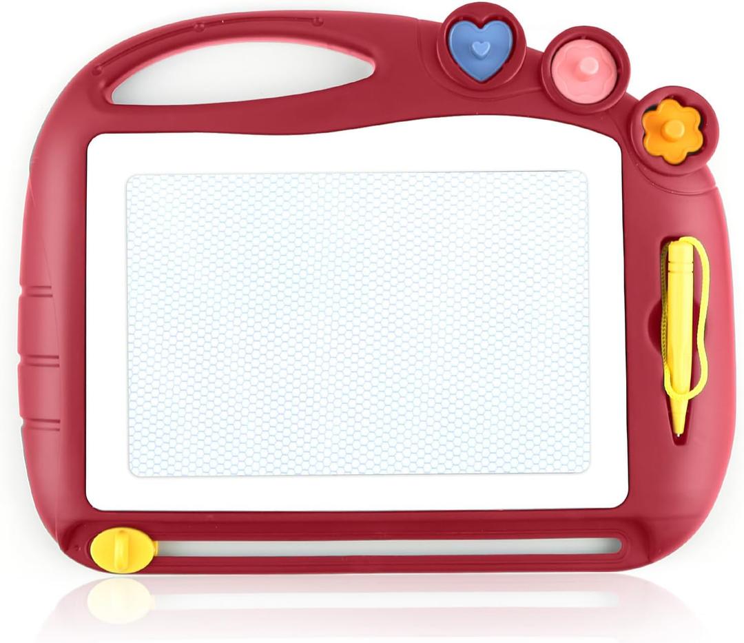 Magnetic Drawing Board, Toddler Toys for Age 1 2 3 Boys Girls, Toddler Drawing Board, Birthday Easter Christmas Halloween Kids Toy Gifts for Boys and Girls (Red)