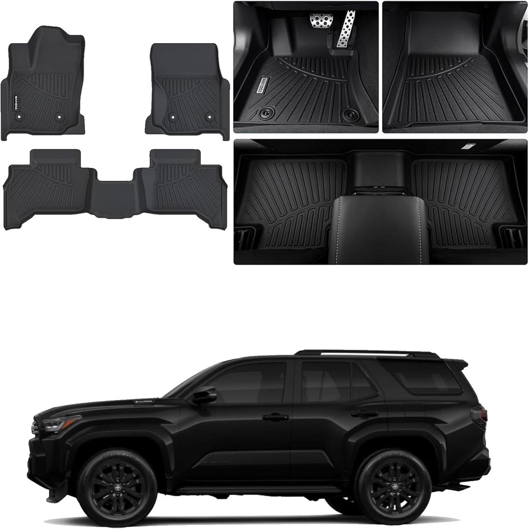 Front mats for 2025 2026 Toyota 4Runner 5-SeatAll Weather Protection TPE Rubber Floor Liners for Toyota 4Runner 2025 car mat Accessoriess Odorless Anti-Slip, 1st & 2nd Row