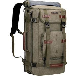 WITZMAN Canvas Backpack Vintage Travel Backpack Large Laptop Bags Convertible Shoulder Rucksack(A519-1 Classic Light Green)