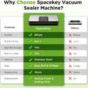 SPACEKEY Vacuum Sealer Machine, 85Kpa Food Vacuum Machine, Food Vacuum Sealer with Bag Roll Storage Space, Dry&Moist Modes, Pulse Function, Built in Cutter, Bag Roll included, Silver