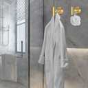 Towel Hooks Bathroom Coat Hooks Robe Hook Stainless Steel Heavy Duty Door Hanger Towel Robe Clothes Cabinet Closet Sponges Wall Hook for Bedroom Kitchen Hotel 4 Packs (Gold) (Drilling)