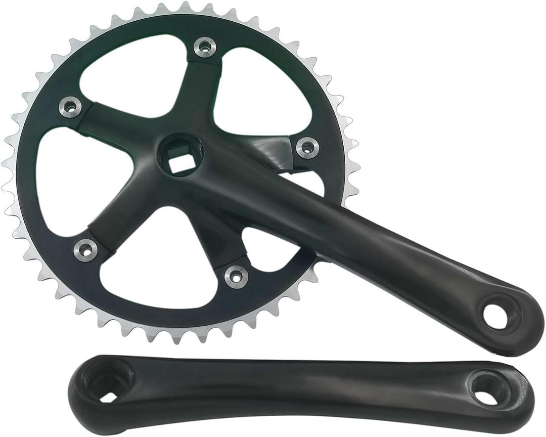 Urban Folding Bicycle Crankset Single Tooth Disc 44T 130BCD 170mm Crank Set is Suitable for Most Single Speed Bicycles (black)