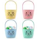 Teenyyou 4 Pack Easter Basket Woven Bunny Baskets with Handles Eggs Hunt Bucket Rabbit Cotton Rope Tote for Baby's First Easter Basket Gift for Baby Toddler Boys Girls(Vivid)