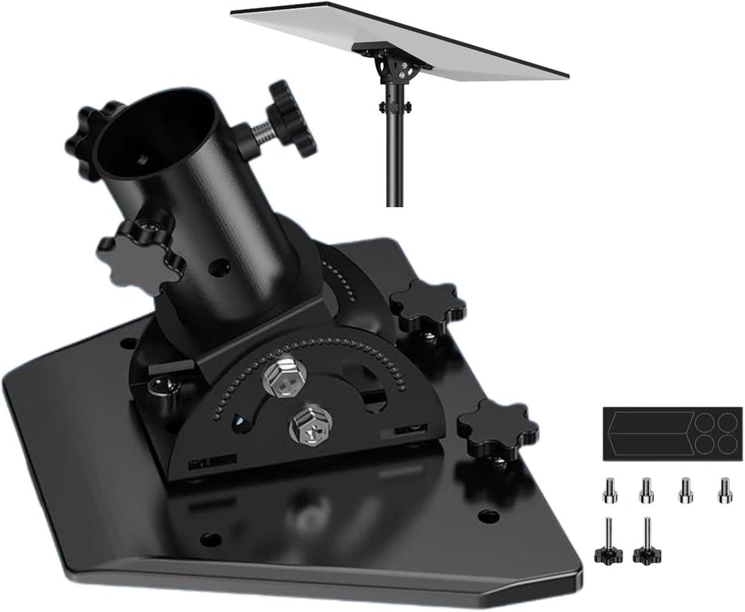 [Upgraded Version] Pipe Adapter for Starlink Gen 3 Pole Mount Adaptor with 160 Adjustable Angle, Star-Link Adapter Mount Plate for Standard Gen3 (V3) Pole Mounts (Fits Max 1.38" Poles) (Black)