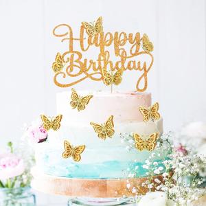 7Pcs 3D Butterfly Cake Topper Happy Birthday Cake Toppers for Girls Women Butterfly Cake Butterfly Theme Cake Toppers Party Decoration Supplies