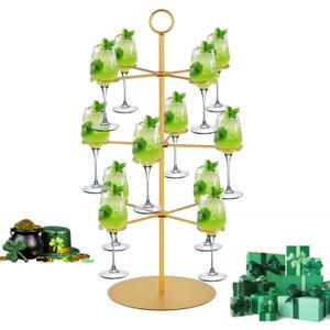 Cocktail Tree Stand, Wine Glass Flight Tasting Display For Drinks, 3 Tier  12 Holders For Champagne, Cocktails, Martini, Margarita Cups at Weddings, Bridal Shower, Mimosa Bar Parties & Events (Gold)