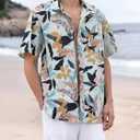 Mens Button Down Short Sleeve Shirt Casual Button Up Dress Shirts for Men Beach Summer Tops with Pocket (M)