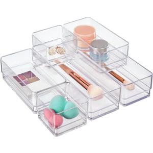 STORi SimpleSort Drawer Organizer Bins 6 pc Set, Multi-size, Bathroom Organizers and Storage, Makeup Organizer, Desk Organizer, Vanity Organizer, Clear Organizing Containers, Made in USA
