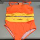 Tempt Me Women Plus Size High Waisted Bikini Bandeau Two Piece Swimsuit Orange and Yellow 18 Plus