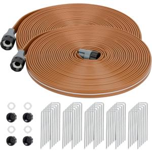 Sprinkler Soaker Hose 100 FT, Watering Hose with Holes, High-Efficiency Water-Saving Sprinklers System for Lawn and Garden with Staples 50FT × 2Pack