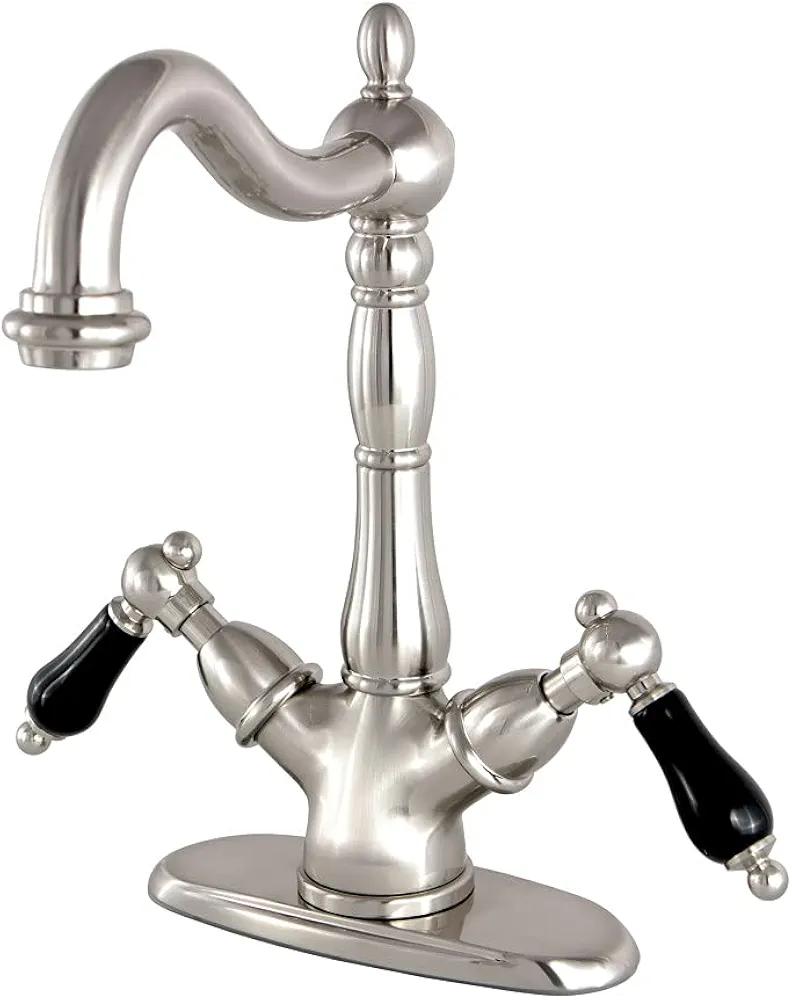 Kingston Brass KS1498PKL Vessel Sink Faucet with Deck Plate and 6-1/2" Spout Reach, Brushed Nickel