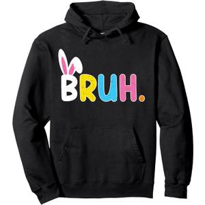 Bruh Meme Easter Day Funny Bunny Eggs Teens Boys Kids Men Pullover Hoodie,Small