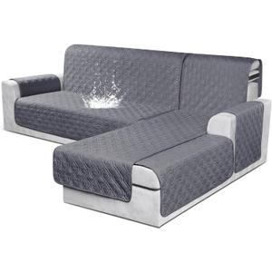 VANSOFY Sectional Couch Covers 100% Waterproof L Shaped Sofa Slipcover 3pcs Reversible Chaise Lounge Cover for Sectional Sofa Furniture Protector Cover for Pets Dog Cat(Small, Dark Gray)