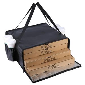 Bodaon Insulated Pizza Delivery Bag with 4 Cup Holder, 20"x20"x8" Pizza Bags for Delivery Drivers, Pizza Warmer Bags for Carry Hot Food Delivery, Insulated Grocery Bags (Black, 1-Pack)
