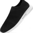 Mens Running Shoes Women Slip On Tennis Walking Sneakers Athletic Breathable Non Slip Gym Casual Lightweight Workout Sport Unisex Shoe (8 Women/6.5 Men, 77-black_white)