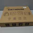 Apasiri Cat House Scratch-Resistant: Indoor Warm Enclosed Felt Bed Cave with Hanging Ball Toy, No-Tool Assembly Hideaway for Anxious Cats & Kittens, 13.4x13.4x9.85 Inch Interior (Beige1)