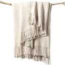 lifein Throw Blanket for Couch, Soft Boho Decor Bed Throw,Cozy White Chenille Knitted Small Farmhouse Lightweight Throw for Spring(White/Cream,60" x 80")