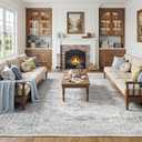 FMFUNCTEX 8x10 Washable Area Rug Blue Neutral Vintage Distressed Oriental Large Non Slip Carpet for Living Room Bedroom Soft Low Pile Indoor Mat Retro Throw Rug for Dining Room Kitchen Office Nursery