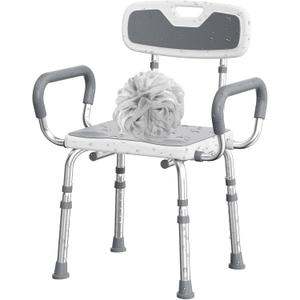 UNILEAF Shower Chair for Inside Shower with Arms and Back, Adjustable Height Shower Chair for Elderly and Disabled Adults, 450 lb Capacity, Non-Slip Shower Seat, FSA/HSA Eligible