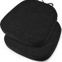 OVOV 14x14 Chair Cushions for Metal Dining Chairs Set of 2 Non Slip Thick Textured Chair Pads for Dining Chairs with Ties and Removable Cover (Black)